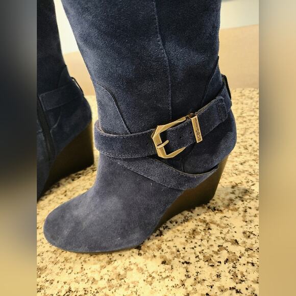 BCBG Generation blue suede wedges knee hight Boots - Picture 3 of 12